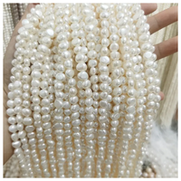 Perles d'eau douce baroques naturelles de haute qualité en gros, 6-8 mm, perles blanches en vrac, brins de perles