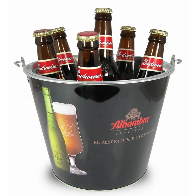 5QT galvanized iron ice bucket with custom logo tin bucket for sales promotion