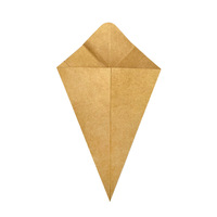 Boîte à frites et nuggets de poulet en papier kraft conique jetable, recyclable, avec logo personnalisé en relief et pelliculage mat, et plateau de trempage