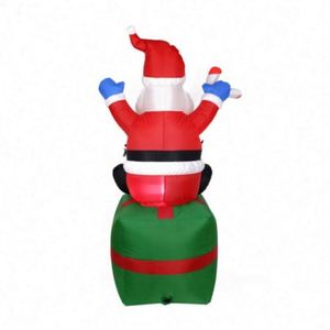 Père Noël gonflable lumineux en terylène fait main de 180 cm (6 pieds) sur boîte cadeau, pour intérieur et extérieur, jardin, hôtel, maison - Product Image 4