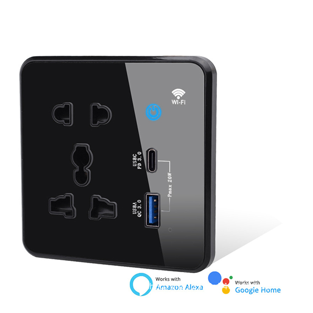 2025 Smart Home Device Tuya Zigbee WIFI Wall Socket USB Charging Port Home Automation UK Standard Wall Socket