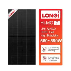 Longi Solar Panels 550W Hi-Mo 7 Half Cells 585W 590W 595W 600W 605W 610W 620W Bifacial Solar Panels With Tuv/Ce Certification