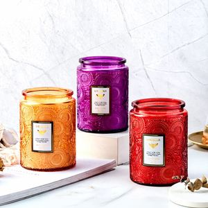 Bougie parfumée artisanale en cire de soja sans fumée dans un verre gaufré, décoration de luxe pour la maison, souvenir, cadeau - Product Image 1