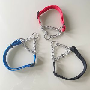 Großhandel Robustes Reflektierendes Nylon-Martingale-Hundehalsband, Ausbruchsicher, Trainings-Haustierhalsband mit Edelstahlkette - Product Image 4