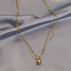 Nuevo Diseño Hipoalergénico, Collar con Colgante de Bola de Acero Inoxidable Chapado en Oro PVD, Resistente al Deslustre, Venta al Por Mayor - Product Image 2