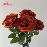 DC081 Bestseller Künstliche Seidenrosen Blumen für Arrangements Hochzeit Party Heimdekoration Gebranntes Orange Rosenblüten