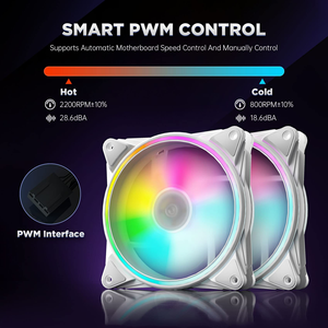 พัดลมคอมพิวเตอร์ LED RGB 120มม. ควบคุมอุณหภูมิความเร็วสูงสำหรับพีซี - Product Image 5