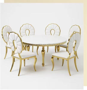 Gold Round Wedding Furniture Stainless Steel Glass <b>Table</b> Modern Hotel Furniture Party Event <b>Table</b> - Product Image 2