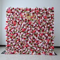 Toile de fond personnalisée en soie artificielle, couleurs d'automne, mur de fleurs pour la décoration de fête sur le thème du mariage