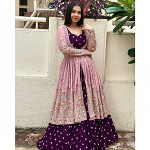 Ropa de diseñador india y pakistaní hermosa Koti Lehenga Choli para ropa de fiesta - Product Image 1