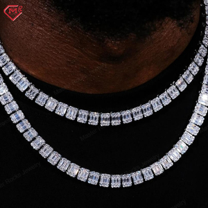 Master Rocks 8mm Plata de Ley 925 Iced Out Square Baguette Tennis Chain Vvs Moissanite Tennis Chain - Product Image 3