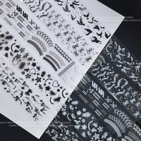 Fournitures pour ongles : Lot de 10 grilles de feuilles de transfert 3D pour ongles, motifs fleurs noires et blanches, papier autocollant, art DIY, papillons, rubans, décoration de manucure
