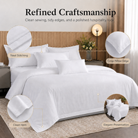 Draps de lit d'hôtel en gros, draps de lit en coton blanc, ensemble de literie, linge de lit d'hôtel, ensembles de draps en coton
