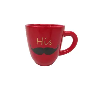 Saint Valentin Mini Mug Décor Lèvres Rouges & Moustache Tasse à Café