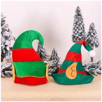 Chapeau d'elfe rayé rouge et vert en gros avec oreilles, décorations de fête de Noël festives, chapeau de clown, chapeau de Noël pour les fêtes