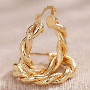 Metal Ear <b>Cuff</b> <b>Earrings</b> Women Minimal Textured Woven Design Fashion Jewelry - Product Image 2