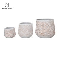 Grands pots de plantation ronds blancs de style nordique, légers, en ciment, pour l'extérieur, grands bacs à plantes pour la plantation ou l'aménagement paysager