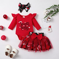 Ensemble trois pièces en coton anti-bactérien pour bébés filles, robe de Noël Harper, automne-hiver