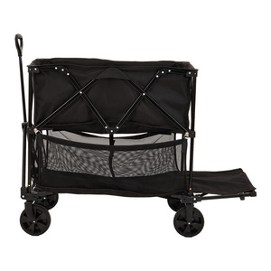 Carrito de Camping de Dos Pisos Plegable con 4 Ruedas, Estructura Metálica, Capacidad de Carga de 150 kg, para Compras y Uso en Exteriores, Color Negro - Product Image 2