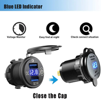Chargeur double USB Type A 12-24V QC3.0 avec interrupteur tactile ON/OFF, voltmètre étanche pour voiture, bateau, marine, bus, camion, golf