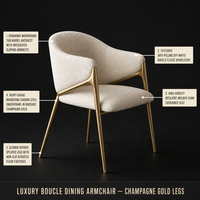 Chaise de salle à manger italienne de luxe léger, moderne et minimaliste, design décontracté pour restaurant, dossier en laine d'agneau, structure en acier pour la maison