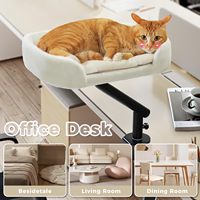 360 °   Lit de bureau pour chat rotatif et réglable avec nid douillet, fixation sur bureau, hamac robuste pour chat pour table