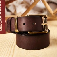 Sabuk kulit pria, sabuk kulit trendi vintage, gesper tembaga, sabuk kulit, gesper pin, sabuk jeans pria