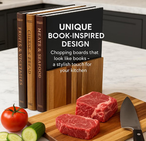 Hot Selling Set Van 3 Duurzame Multi-Purpose Die Eruit Zien Als Boeken Acacia Hout Snijplank - Product Image 2