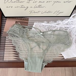 Culottes sexy pour femmes, taille basse, en tricot uni respirant, avec dentelle, style bikini croisé au dos, string sexy - Product Image 5