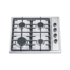 Cuisinière à gaz 4 brûleurs Support de poêle en fonte Appareil de cuisine Plaque à gaz encastrée 4 brûleurs 201 # Plaques de cuisson en acier inoxydable - Product Image 1