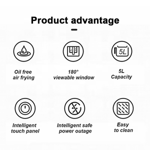 Freidora de Aire Digital de 1500W, 5.5L-8L, Multifunción, con Pantalla Táctil Visualizable, de Plástico, para Uso Doméstico - Product Image 4
