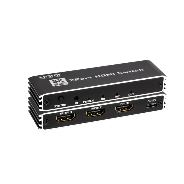 HDMI2.1 8K HDMI Switch 2 in 1 Out, 2 Port HDMI Switcher Selector Supports 8K/60Hz 4K/120Hz 1080P/240Hz