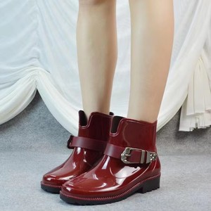 Style Water Proof Pvc Rain Shoes for Women's <strong>Short</strong> <strong>Wellington</strong> Rain Ankle Boots Red - Product Image 5