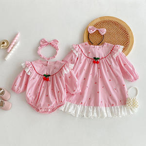 2025 otoño <span class=keywords><strong>Super</strong></span> lindo bebé mamelucos manga larga ropa infantil encaje niñas nuevo dulce princesa vestido hermana trajes - Product Image 6