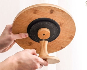 Support à gâteau <span class=keywords><strong>en</strong></span> <span class=keywords><strong>bois</strong></span> d'acacia, <span class=keywords><strong>plateau</strong></span> <span class=keywords><strong>tournant</strong></span> avec couvercle, présentoir rustique pour pâtisseries, biscuits, gâteaux, fête, vente <span class=keywords><strong>en</strong></span> gros OEM - Product Image 4