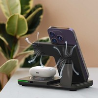 Station de charge sans fil 3 en 1 Station de charge sans fil rapide pour Apple Watch Airpods Veilleuse