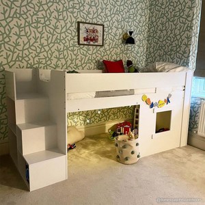 Simple <span class=keywords><strong>Toddler</strong></span> & Kid cama de cuna de media cama habitación pequeña cama de loft de bebé con escaleras de almacenamiento - Product Image 3