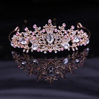 Diadème de couronne de cristal de mode chaude pour les filles accessoire de cheveux de princesse en métal doré avec pierre de strass pour les anniversaires Pageants