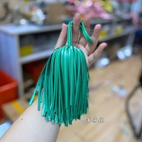 Sjzmm Pompons en cuir véritable de haute qualité, super épais, 14 cm de long avec anneau, pompon en cuir de vachette pour accessoires de sac