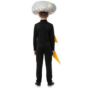 Costume de cosplay éclair pour enfants, avec coiffe nuage lumineuse, combinaison pour spectacle de scène d'Halloween, âge 8-13 ans - Product Image 3
