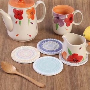 Tapis de tasse de plateau de thé à motif créatif à usage domestique 10.8cm Tapis de tasse ronds isolants thermiques Tapis de tasse et d'assiette en céramique simples Cadeau - Product Image 6