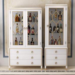 ארון תצוגה מעץ מלא אלגנטי עם דלת זכוכית מגולף דלת סלון לשימוש ביתי - Product Image 1