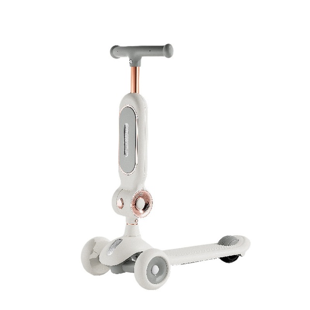 Foldable Soft Rubber Handlebar Electric Scooter with Seat Lightweight Aluminum Frame Indoor Use 3-Wheel Design for 3 Years Old