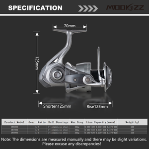 SW6000/7000/8000 moulinet de pêche tout métal 7 + 1 acier inoxydable BB 30kg carbone glisser 5.2:1 rapport IPX6 étanche pour grand jeu - Product Image 5