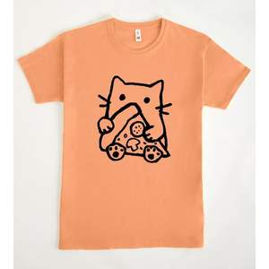 Cute Cat Pizza T-Shirt Unisex Adult Size Small Medium <b>Large</b> <b>Extra</b> <b>Large</b> - Product Image 1
