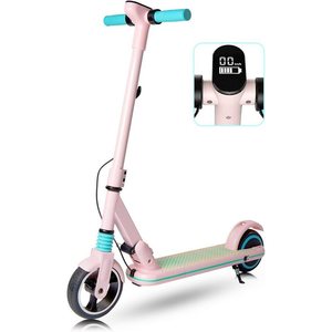 SIMATE S3 Plegable para Adolescentes con Pantalla LED, 14 Km/h, Marco Metálico, Azul/Rosa/Negro, Regalo, Equipo de Protección, StVZO D - Product Image 1
