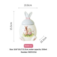 Nouvel ensemble de vaisselle et d'ornements mignons en céramique sous glaçure, série lapin de dessin animé, pour Pâques, pour la maison et le jardin
