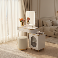 Ensemble de coiffeuse de luxe blanc avec LED et armoire latérale, certifié CE, pour chambre et hôtel (vente en gros)