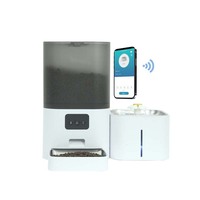 Ensemble distributeur automatique de nourriture et fontaine à eau pour animaux de compagnie, distributeur de nourriture 6L, station d'alimentation intelligente pour chats et chiens 2,5L, combo 2 en 1