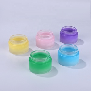 يتوهم سعر المصنع التجميل الحاويات <span class=keywords><strong>1</strong></span> <span class=keywords><strong>oz</strong></span> 30g الزجاج الملونة جرة كريم الوجه مع زهرة بيضاء الذهب غطاء - Product Image 2